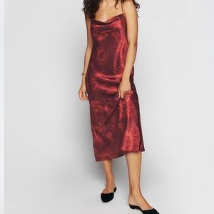 Reformation silk red floral cowl neck dress NWT 8